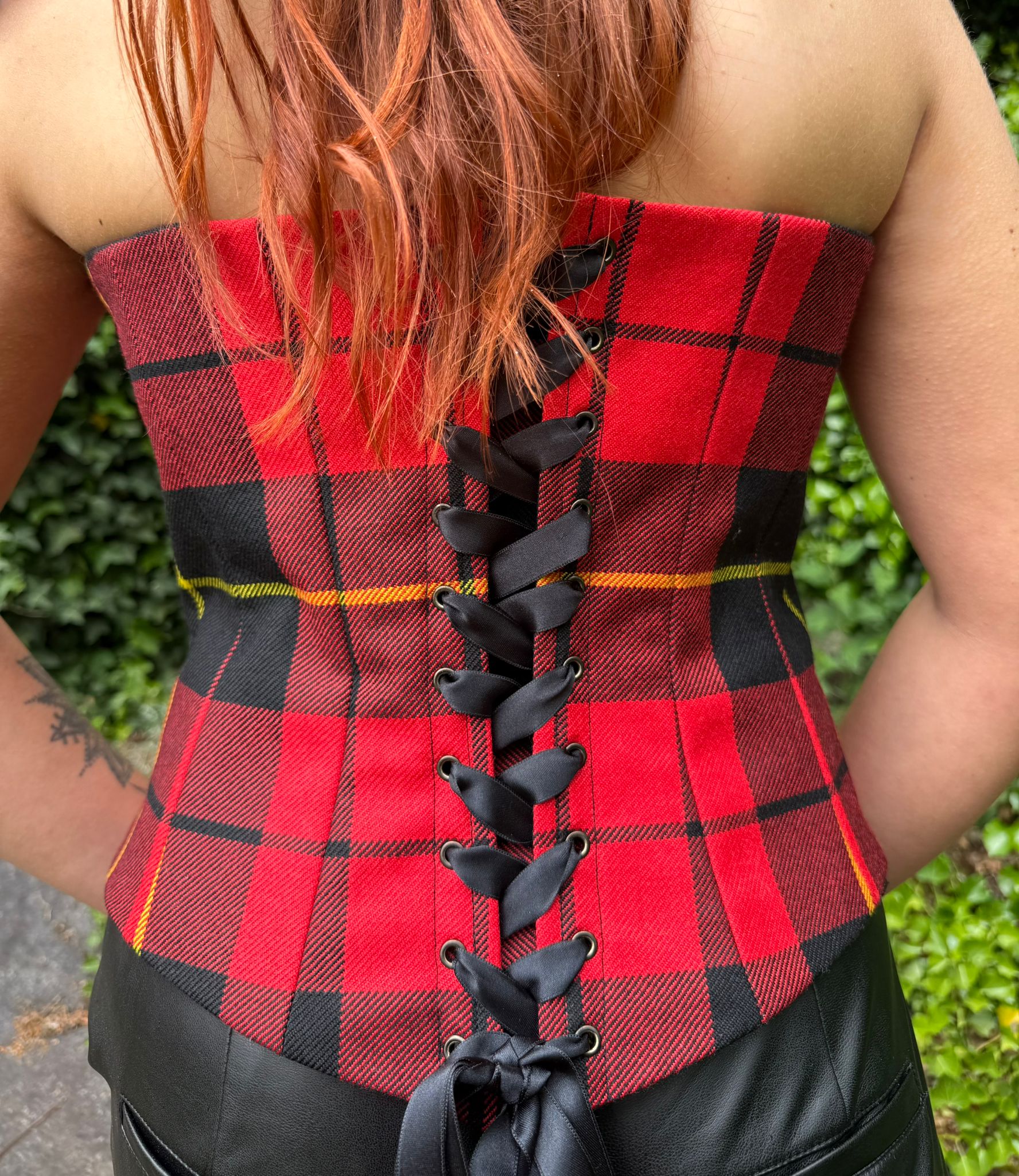 Corset en tartan - Corset Wallace Red - tartan authentique écossais - fait main- Tenue médiévale