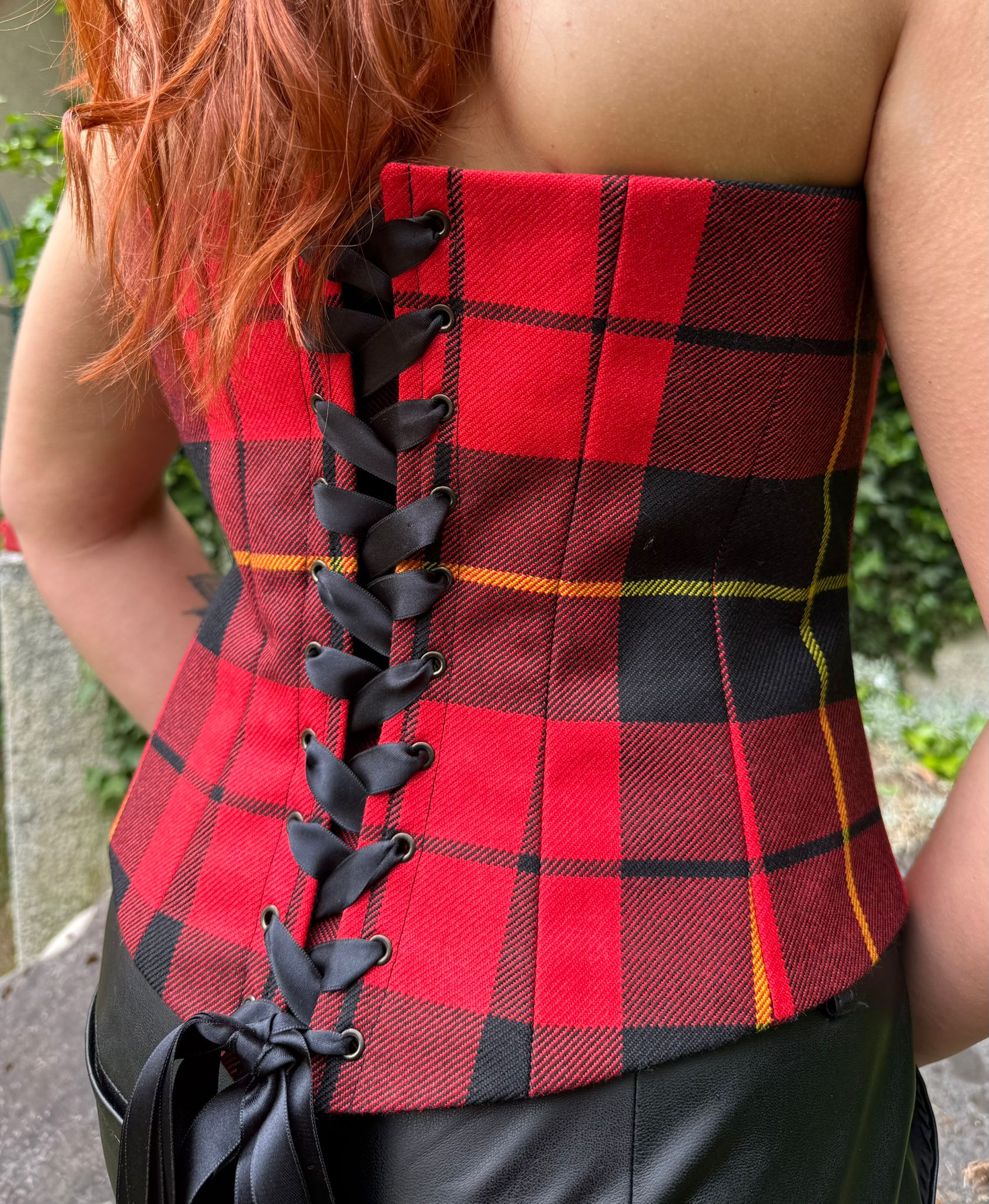 Corset en tartan - Corset Wallace Red - tartan authentique écossais - fait main- Tenue médiévale