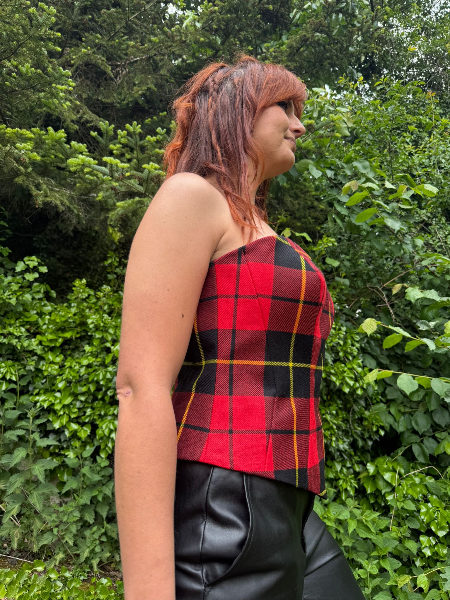 Corset en tartan - Corset Wallace Red - tartan authentique écossais - fait main- Tenue médiévale