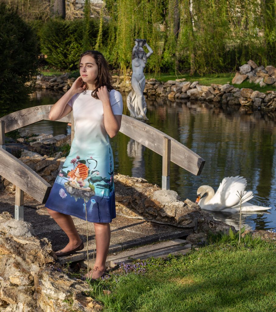 Robe féerique Sirène jersey extensible - Robe celtique - Robe fantastique - Création couture - Artisanat Français - O fil du temps.